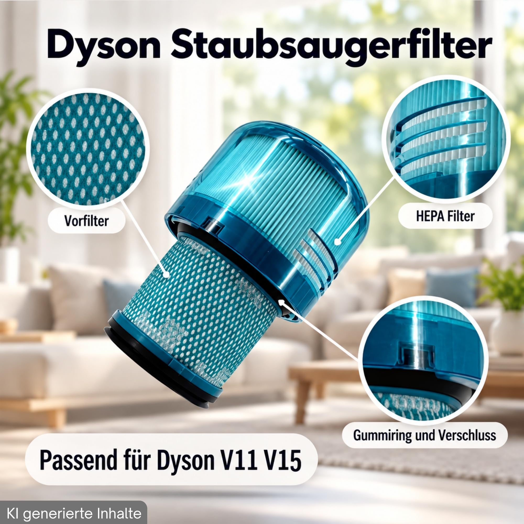 8 filtros de aspiradora compatibles con Dyson 970013-02 V11 V15 SV14 Absolute Animal Extra Detect Drive batería aspiradora filtro de repuesto para original