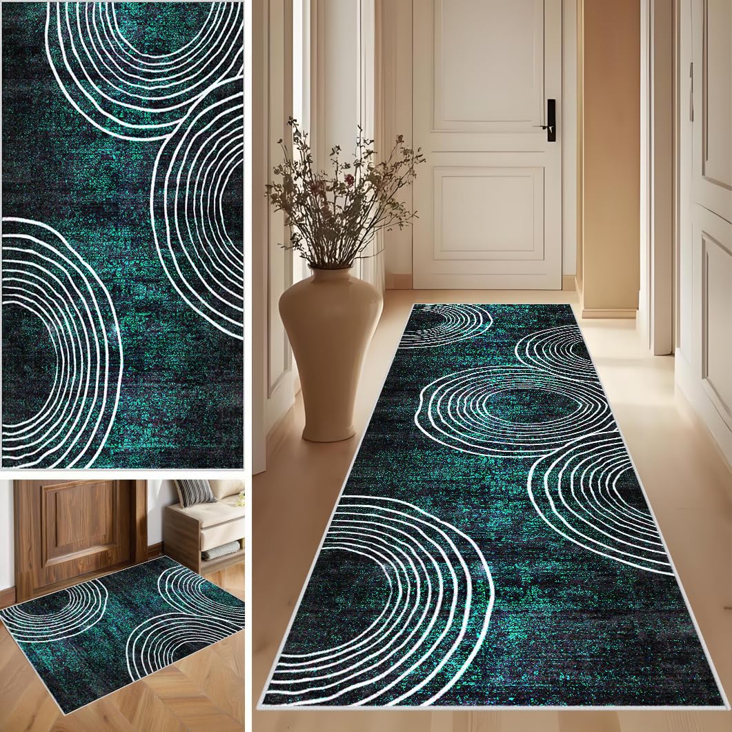SUNMME Runner Rugs for Hallway Kitchen Carpet Runner Non Slip Washable Hall Runners Floor Carpets for Entryway Living Room Corridor Long Bedside Low Pile Carpet for Narrow Spaces 80 x 130 cm