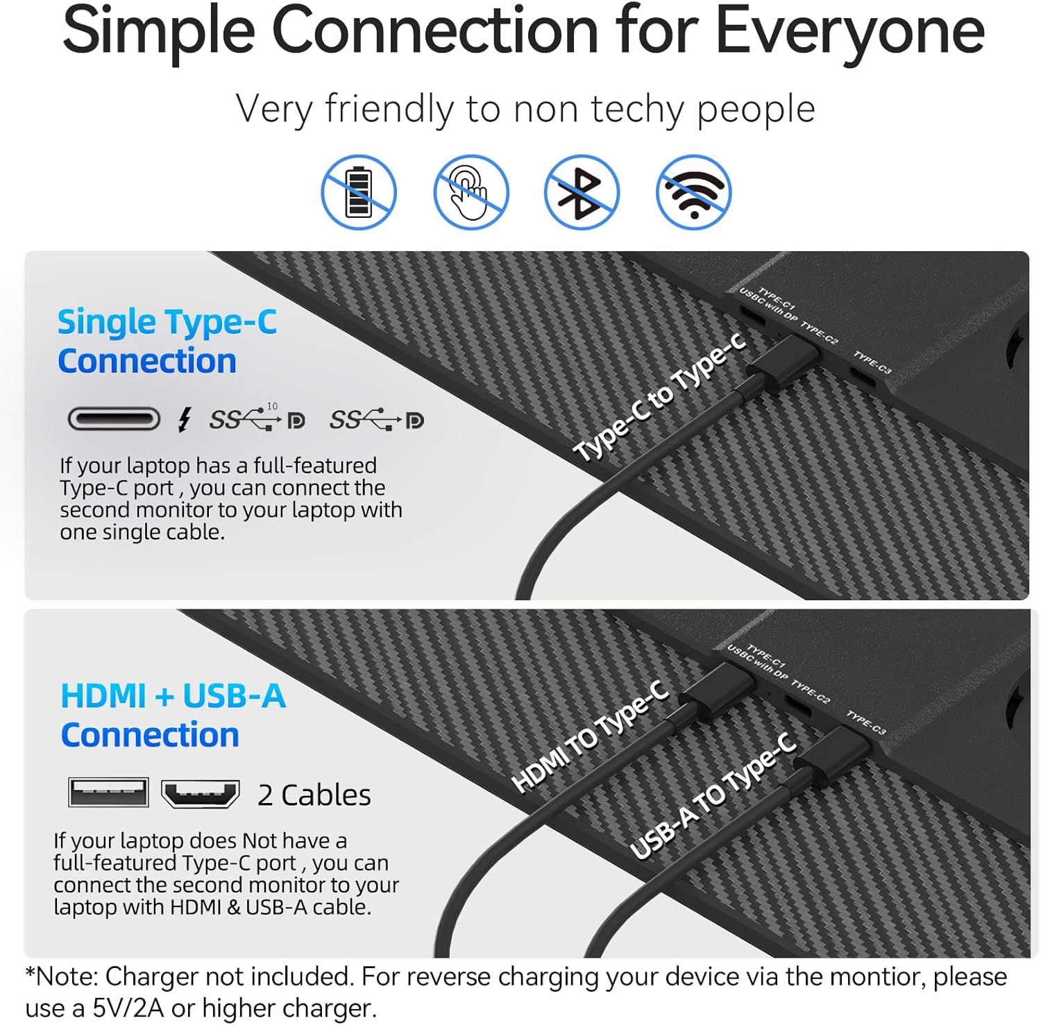 16" Portable Monitor for Laptop - 1200P FHD Travel Monitor for Laptop IPS LCD USB C/USB A/HDMI Second Screen with Stand Gaming Monitor for PC MAC Computer Switch Phone Xbox PS4/5 - Image 8