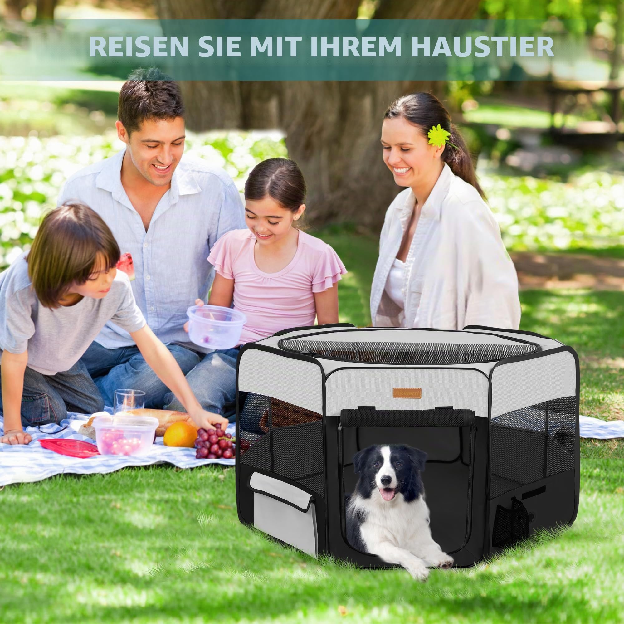 Hunde-Laufstall, Tragbarer Haustier-Laufstall für Katzen, Welpen, Kaninchen, Hühner, faltbares großes Fassungsvermögen, Haustierzelt für Indoor/Outdoor, Reisen, Camping