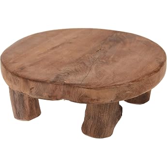 Spetebo Real Wood Plant Stool Teak 20 x 7 cm Small decorative stool solid flower stool handmade
