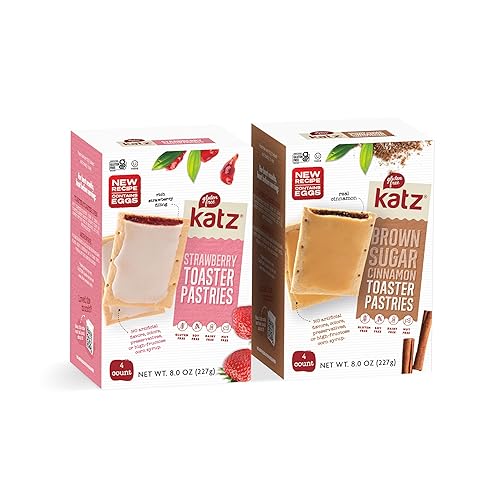 Katz Gluten Free Paquete variado de aperitivos de fresa y canela. Pasteles tostadores. Comida fácil de desayunar o aperitivos saludables en