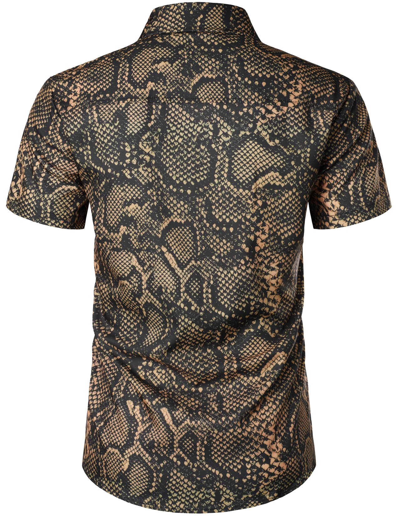 PARKLEES Camisa de manga corta con estampado de leopardo para hombre, informal, con estampado de guepardo, camisa abotonada
