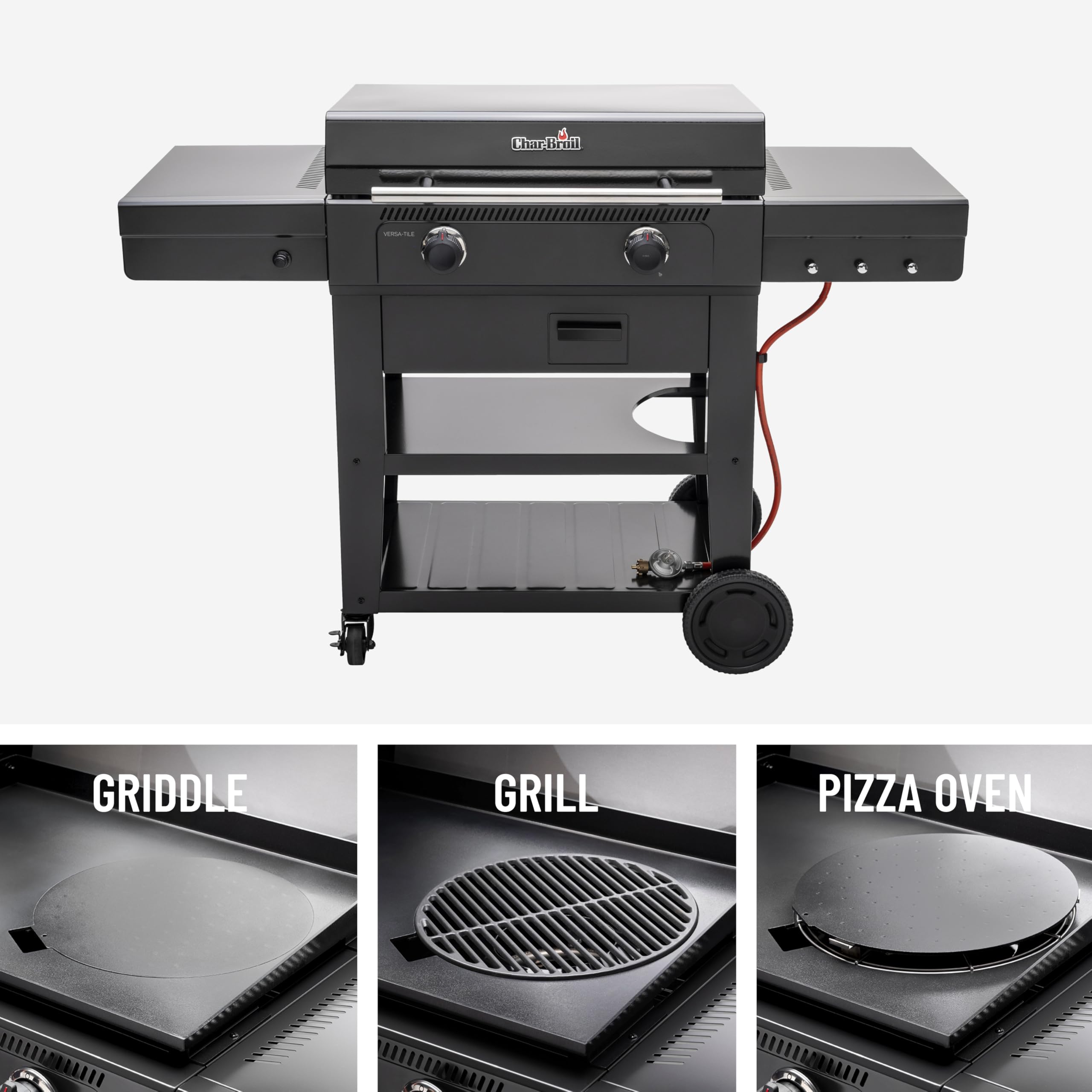 Char-Broil Griddle-Gasgrill Plancha Versa-Tile - 3-in-1 System: Griddle, Grill & Pizzaofen, 2-Zonen