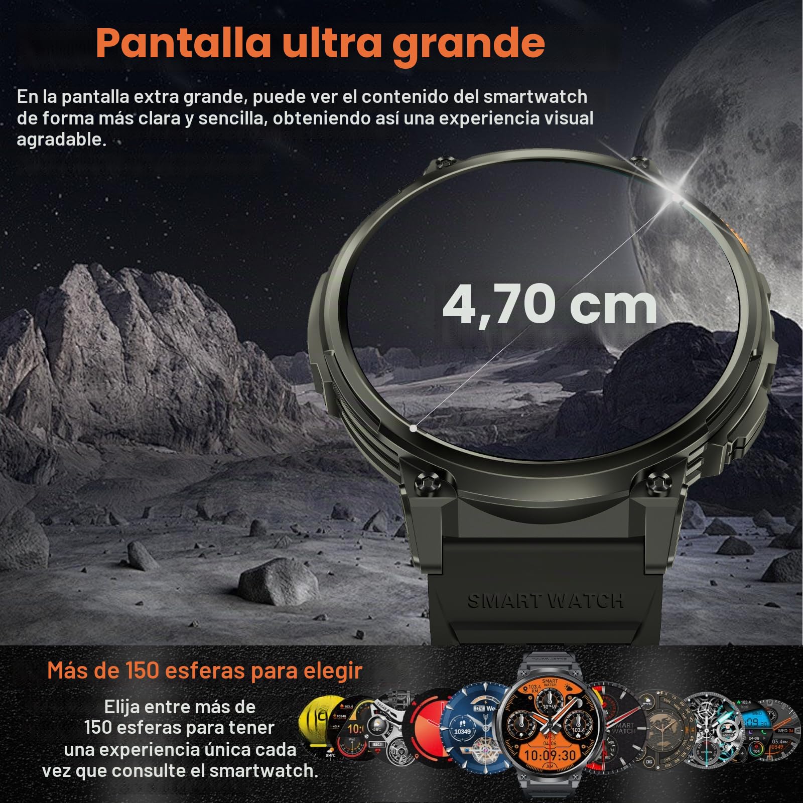 Reloj Inteligente Hombre - 1.85'' Smartwatch Hombres con Llamadas Bluetooth, LED Linterna, Monitor de 24/7 Pulsómetro SpO2 Sueño, 120 Modos Reloj Deportivos Hombre, IP68 Resistente al Agua