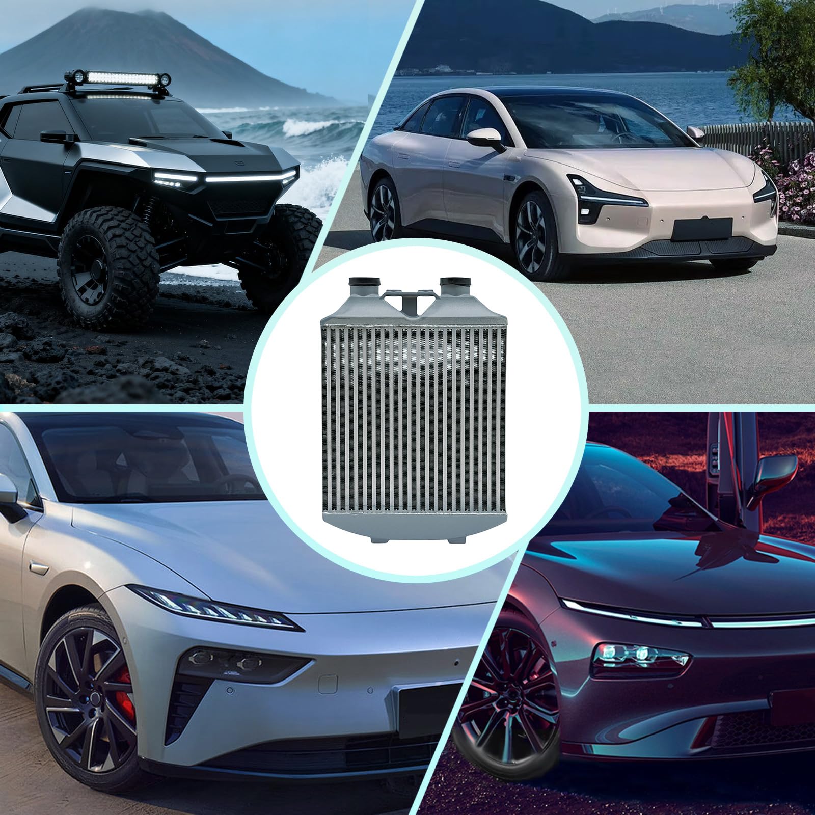 Intercooler universale per auto, intercooler a doppia fila, in alluminio, 60psi per motore diesel Mk4 1.9 130PD, 78 x 40 x 7 cm