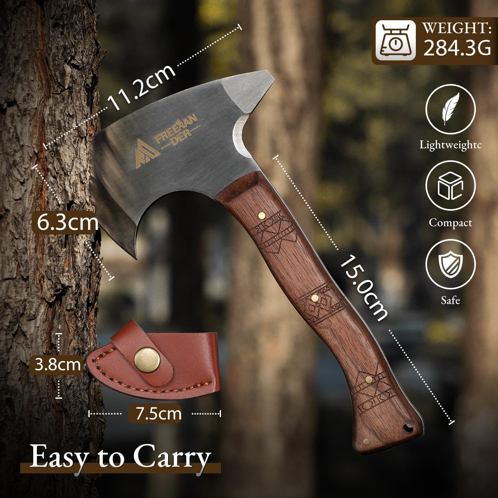 Freelander Survival Machete Scharf Echt und Beil Axt Set 3-teilig, 20CM Camping Beil Kleine Leichte
