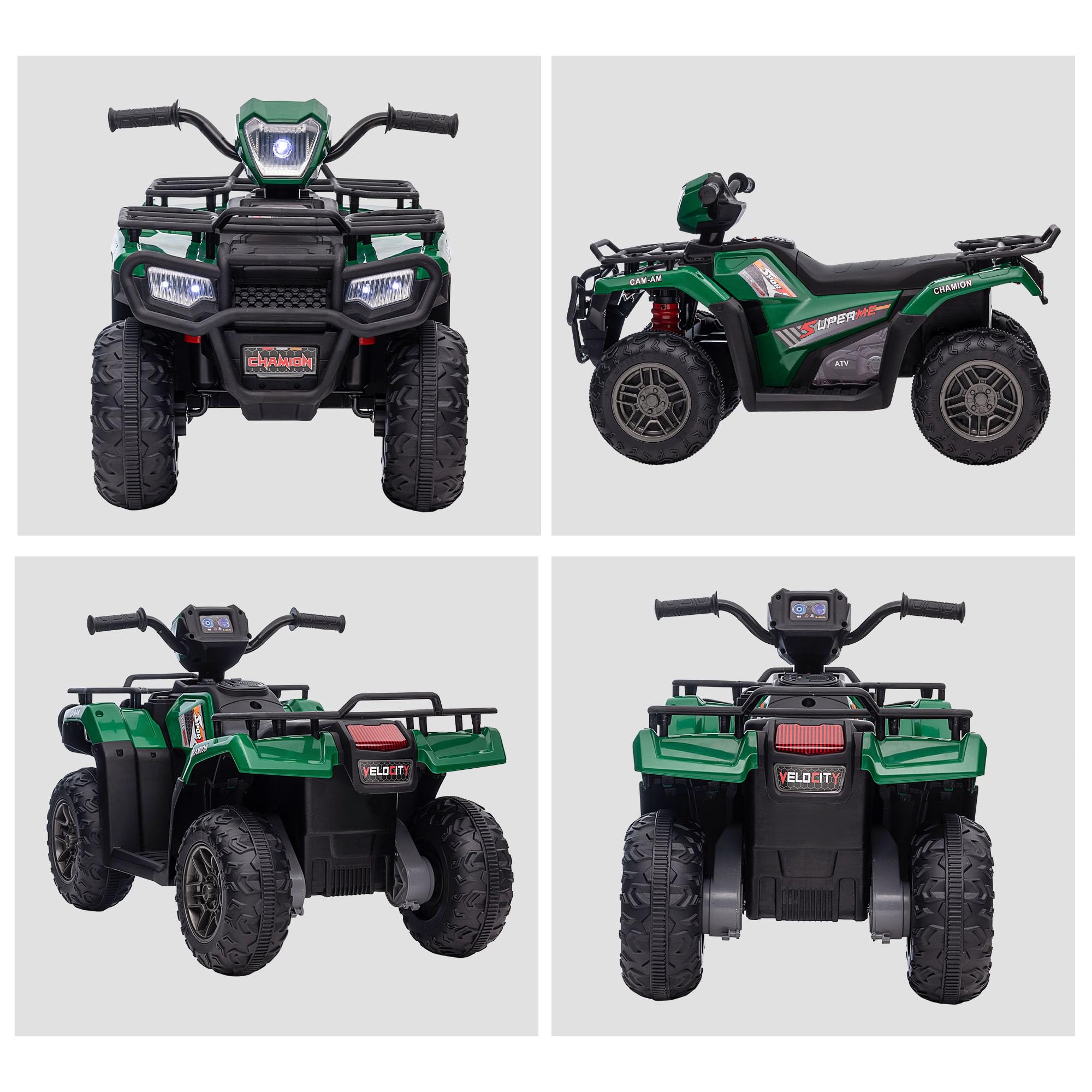 HOMCOM 12V Quad Elettrico per Bambini 3-5 Anni 88x45x50 cm Nero Verde