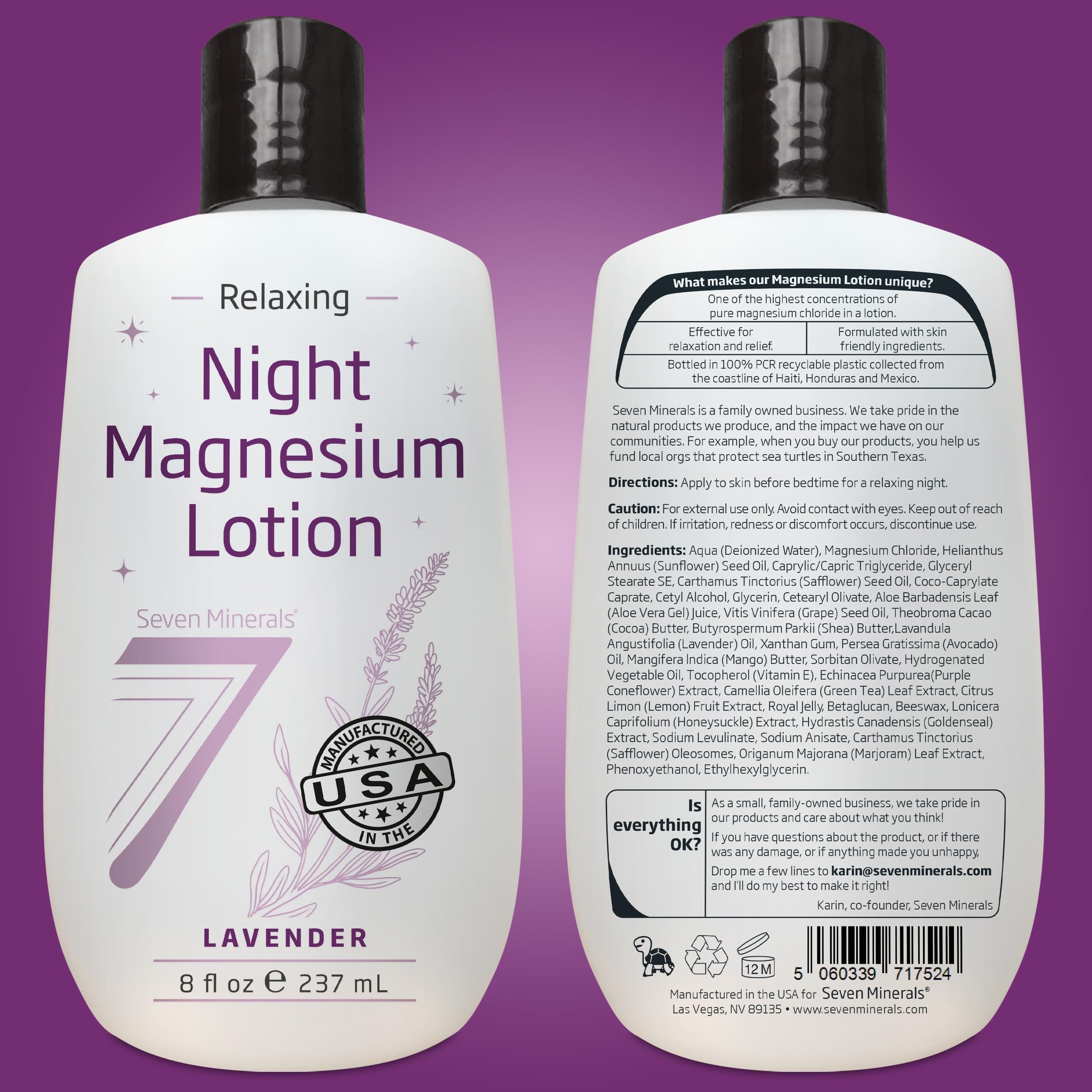 Seven Minerals Magnesium Lotion for Sleep - Lavender Relaxing Night Blend - Highly Concentrated Magnesium for Better Sleep, Body & Mind Relaxation. Non-Greasy Skin Friendly - 8 fl oz — Amazon image 5