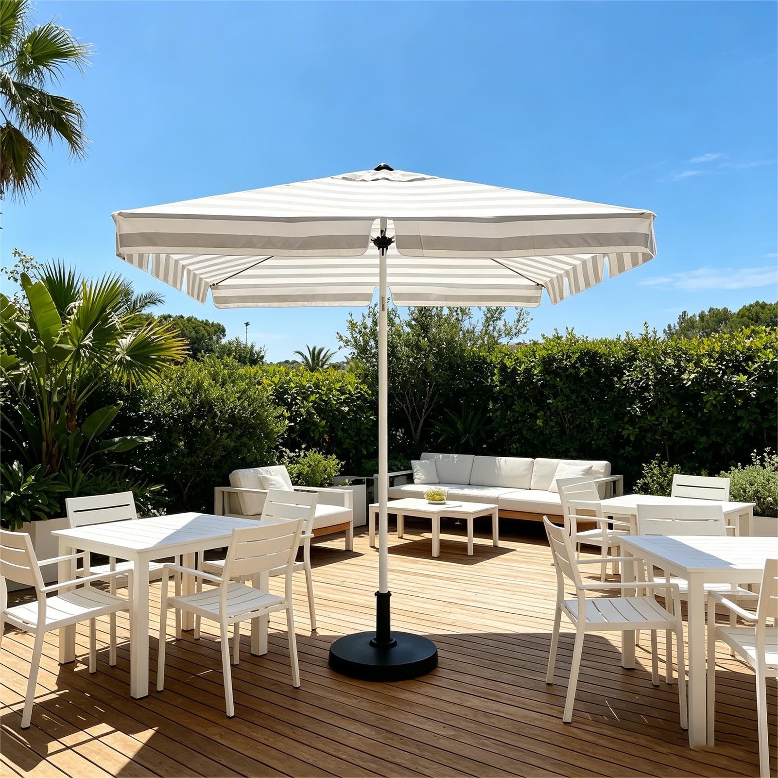 Parasol na Patio 200x125cm, Parasol Przeciwsłoneczny Prostokątny z Przyciskiem Nachylenia, UPF 50+, Wodoodporny Baldachim z Poliestru, Balkon, do Ogrodu, na Taras