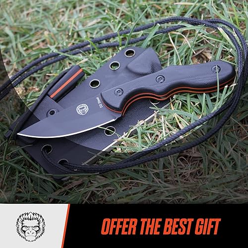 Miniatura 8 de Cuchillo de supervivencia  Cuchillo de cuello Bushcraft para hombre, juego de regalo de hoja fija ambidiestro Kydex y varilla de ferro, hoja EDC D2