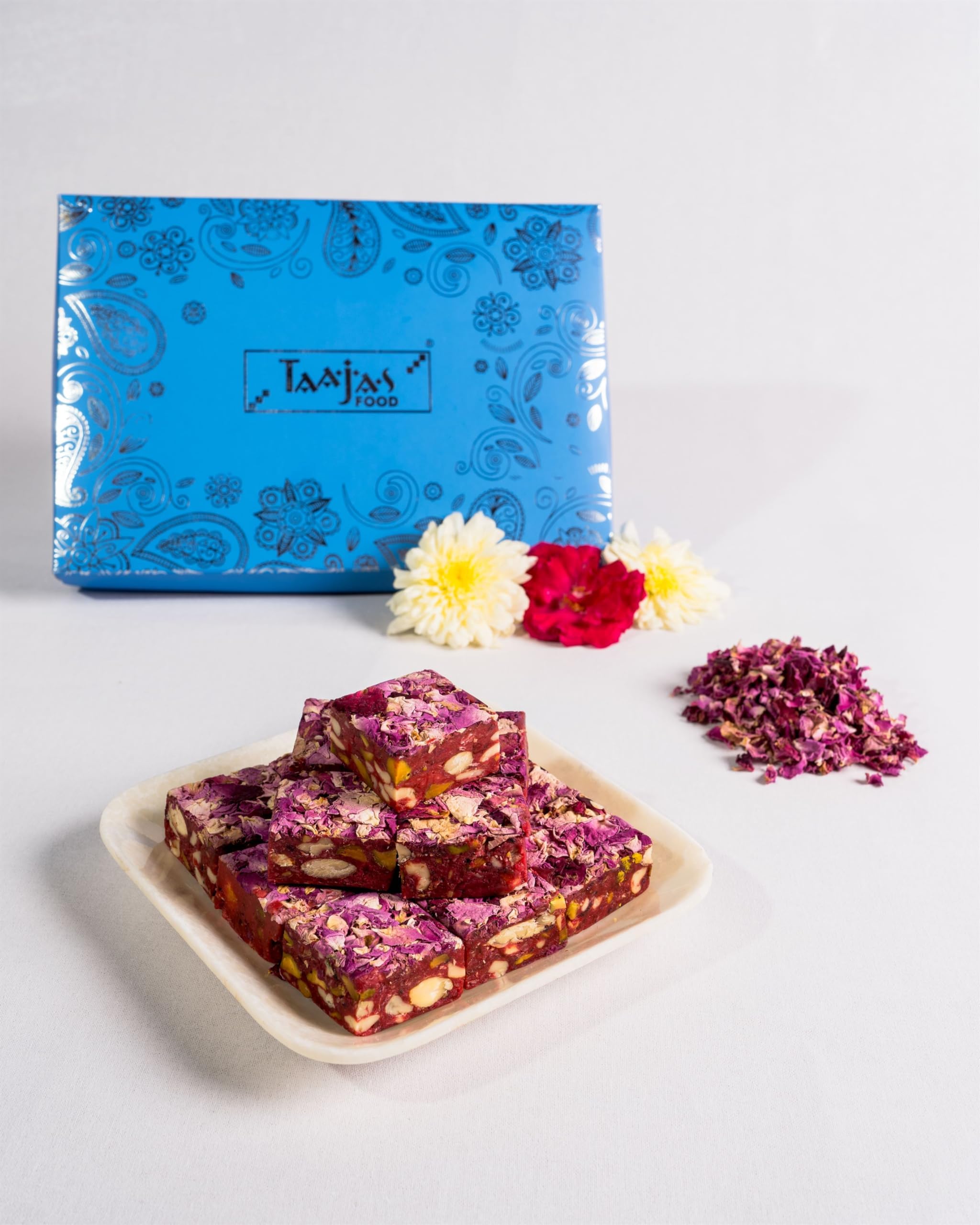 TAAJAS FOOD (Since 2003) Shahi Gulab Pak | Premium Indian Sweets Gift Pack | Made with Roasted Cashews & Almonds | No Preservatives, No Artificial Colors & Flavors | Traditional Mithai (250 GM)-image-45