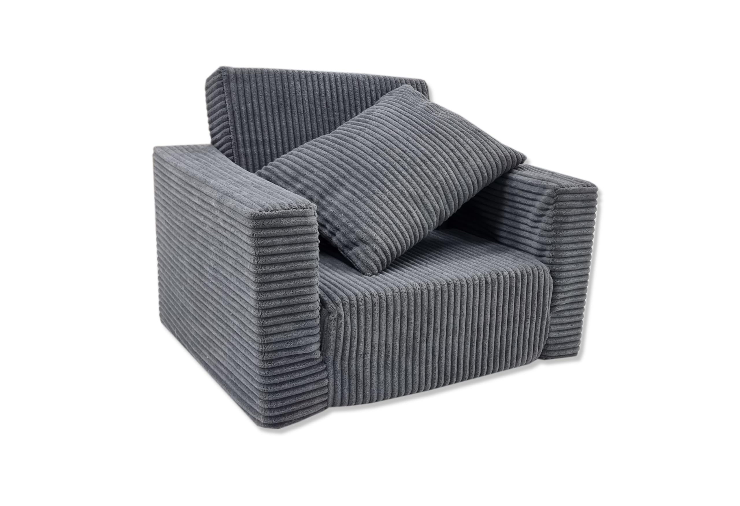 Odolplusz Składany fotel dziecięcy | Sofa dziecięca Mini-fotel dziecięcy Fotel przytulny | Meble dziecięce do pokoju dziecięcego | (sztruksowy grafit)