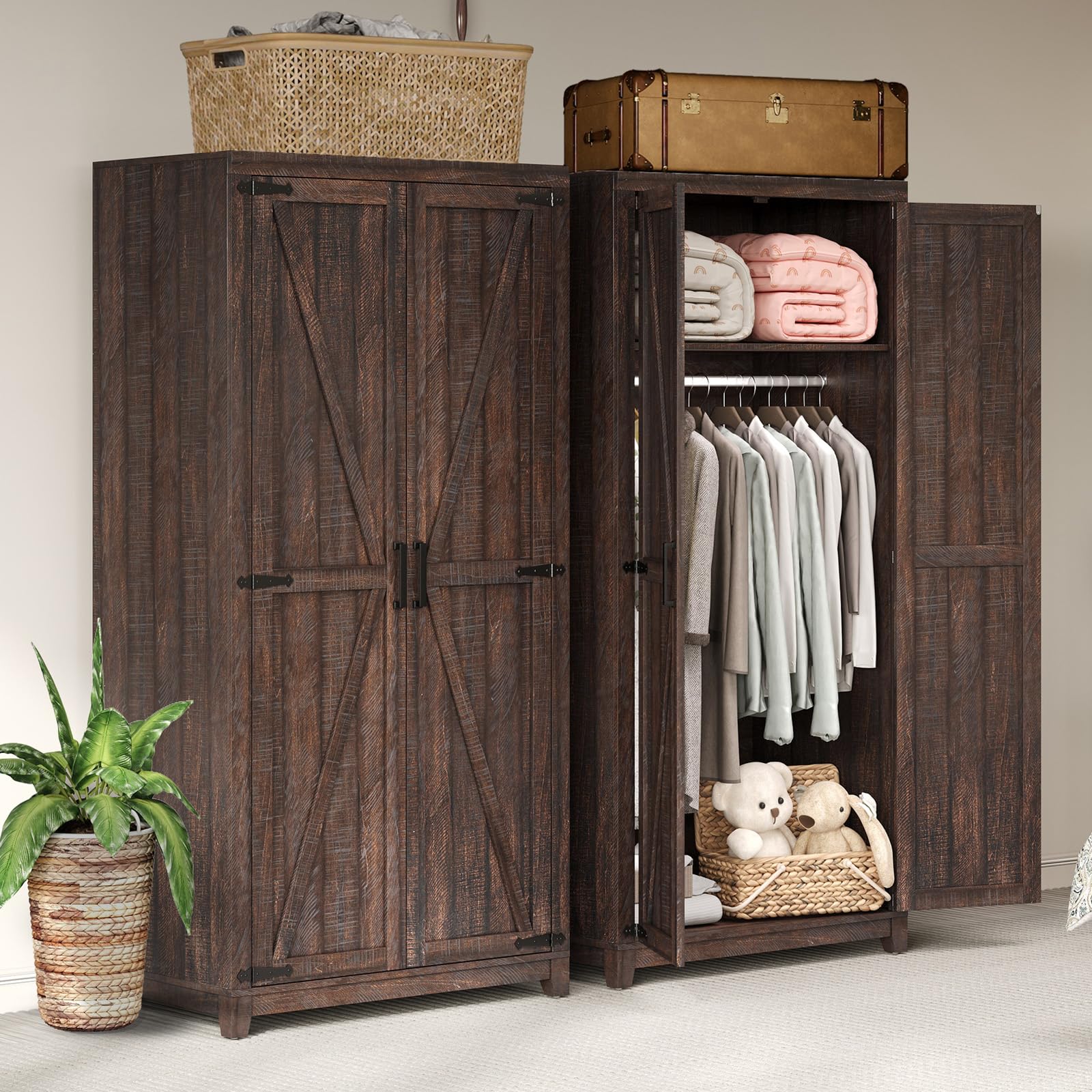 AMERLIFE Set of 2 Barn Door Armoire