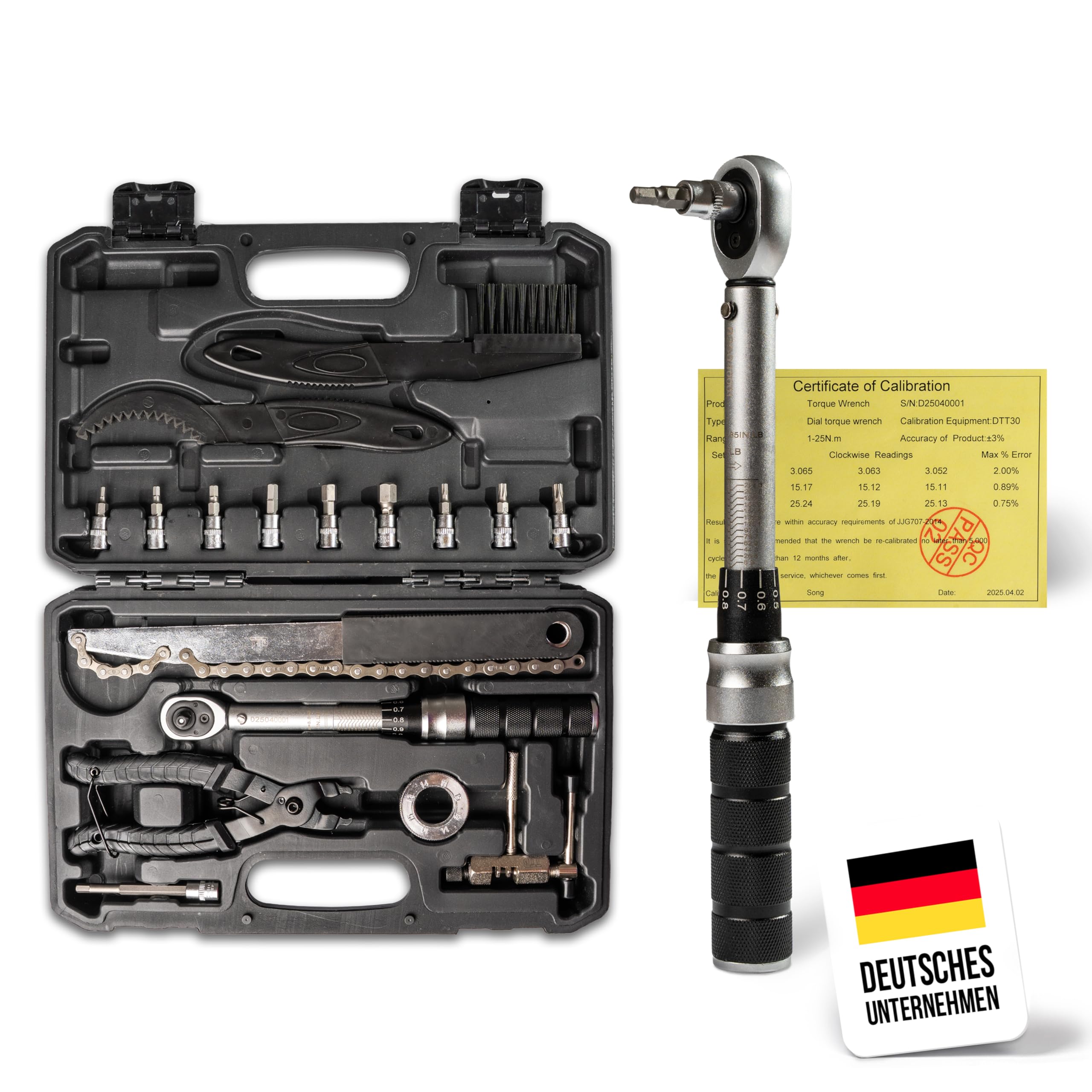 T T B Valigetta degli attrezzi per bicicletta con chiave dinamometrica calibrata 1-25 Nm, 17 pezzi, kit di riparazione MTB/bici da strada