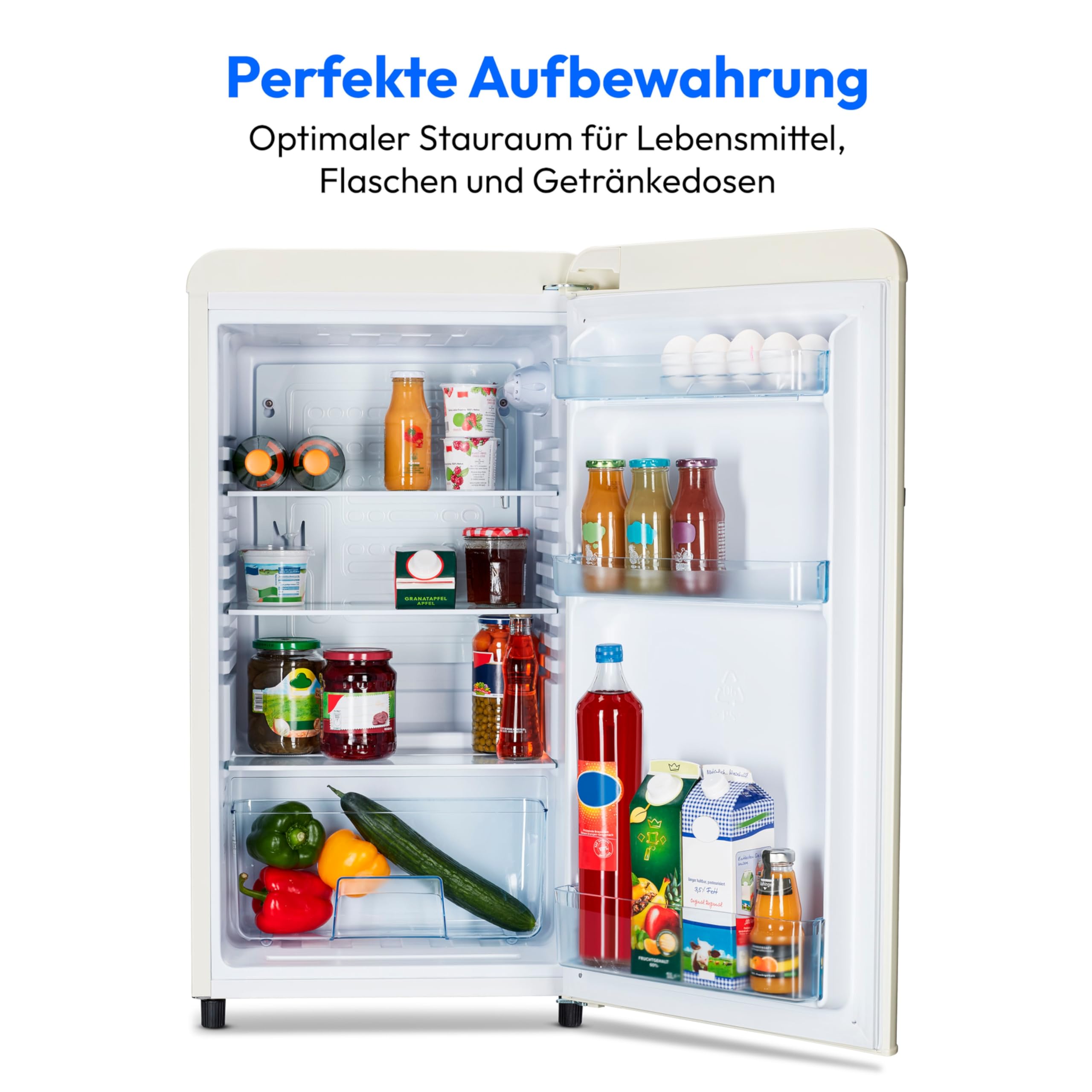 MEDION Retro Kühlschrank 91 Liter 91cm Höhe freistehend cream MD37800