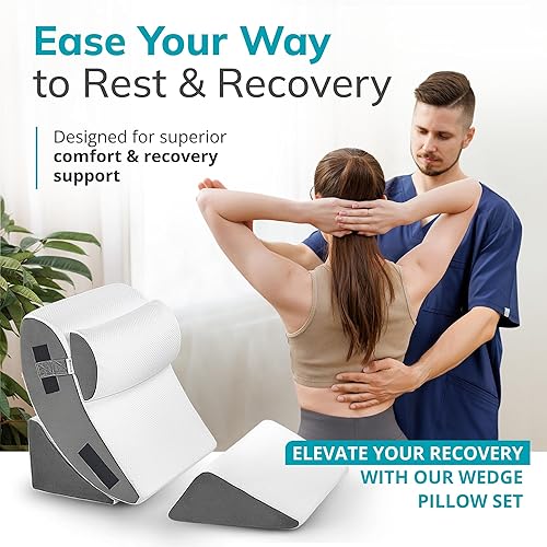 Miniatura 8 de Juego de 4 almohadas ortopédicas de cuña de espuma viscoelástica para después de la cirugía, cirugía de hombro, dormir, espalda, pierna, soporte de