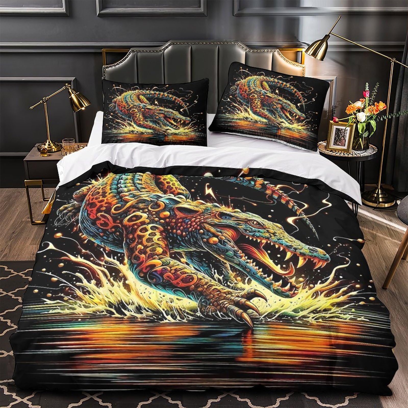 Housse de couette motif crocodile pour transformer la chambre des enfants en jungle d'aventures