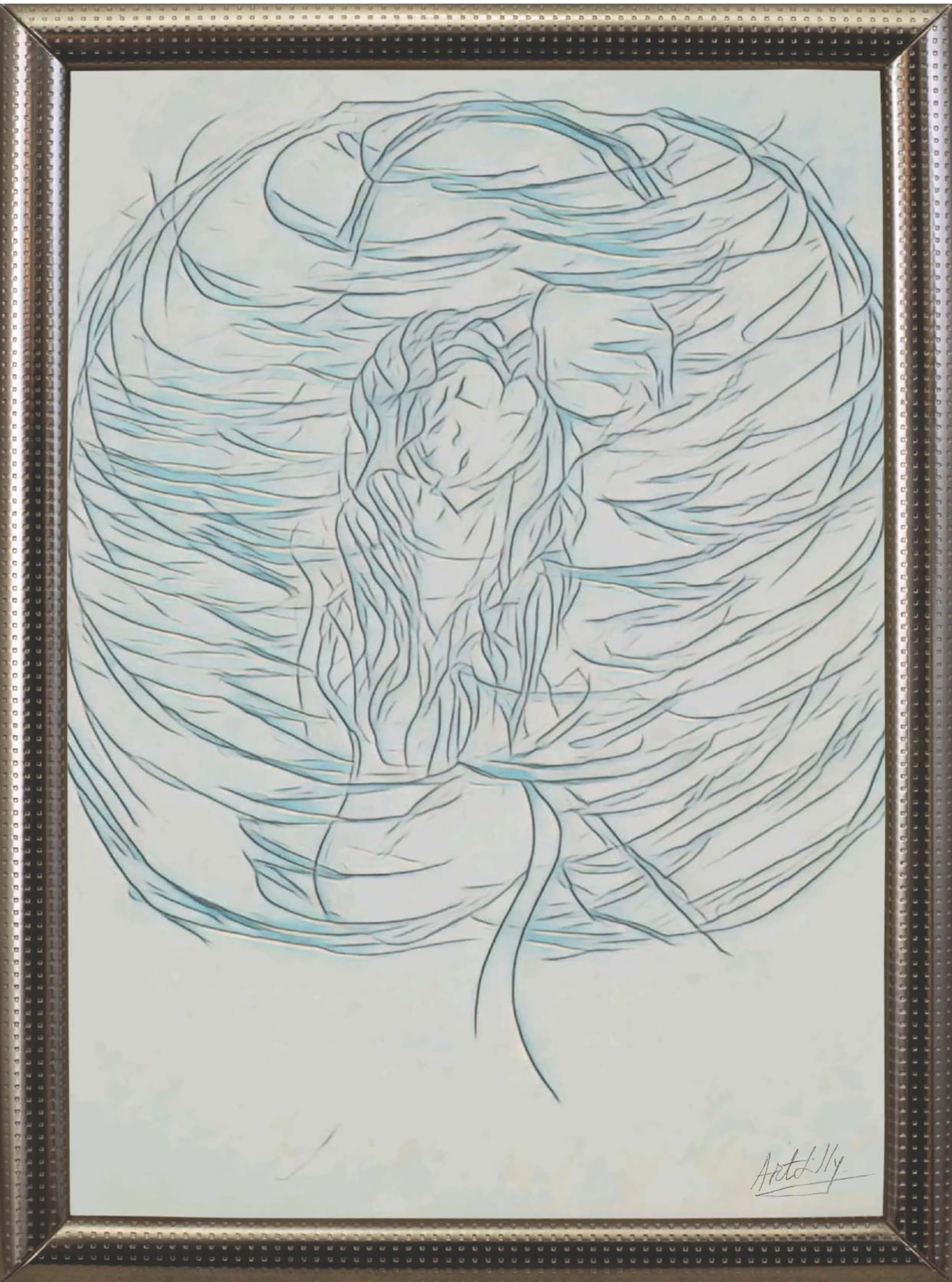 Dibujo original hecho a mano ArtLilly en formato A4 ideal para regalo de decoración moderna 3
