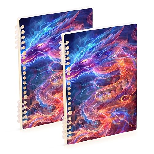 Miniatura 8 de UMIRIKO Neon Glowing Dragon Spiral Notebook Journal College Ruled Notebook 8.3"x5.7" Journal with 60 Lined Pages A5 Spiral Notebooks for Women Men 1