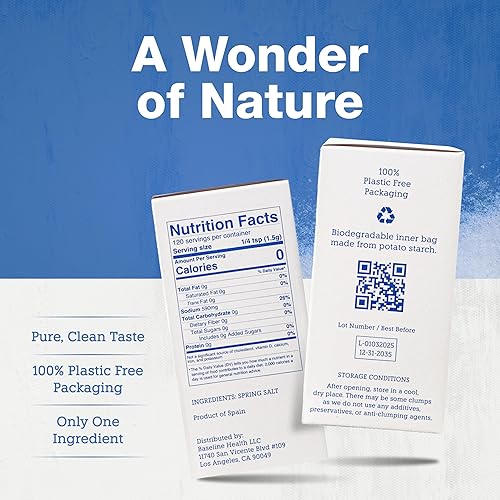 Miniatura 2 de Vera Salt Fleur de Sel Spring Salt  Paquete de 6.35 oz  Cristales cosechados a mano de España  Formados naturalmente con delicado crujido y