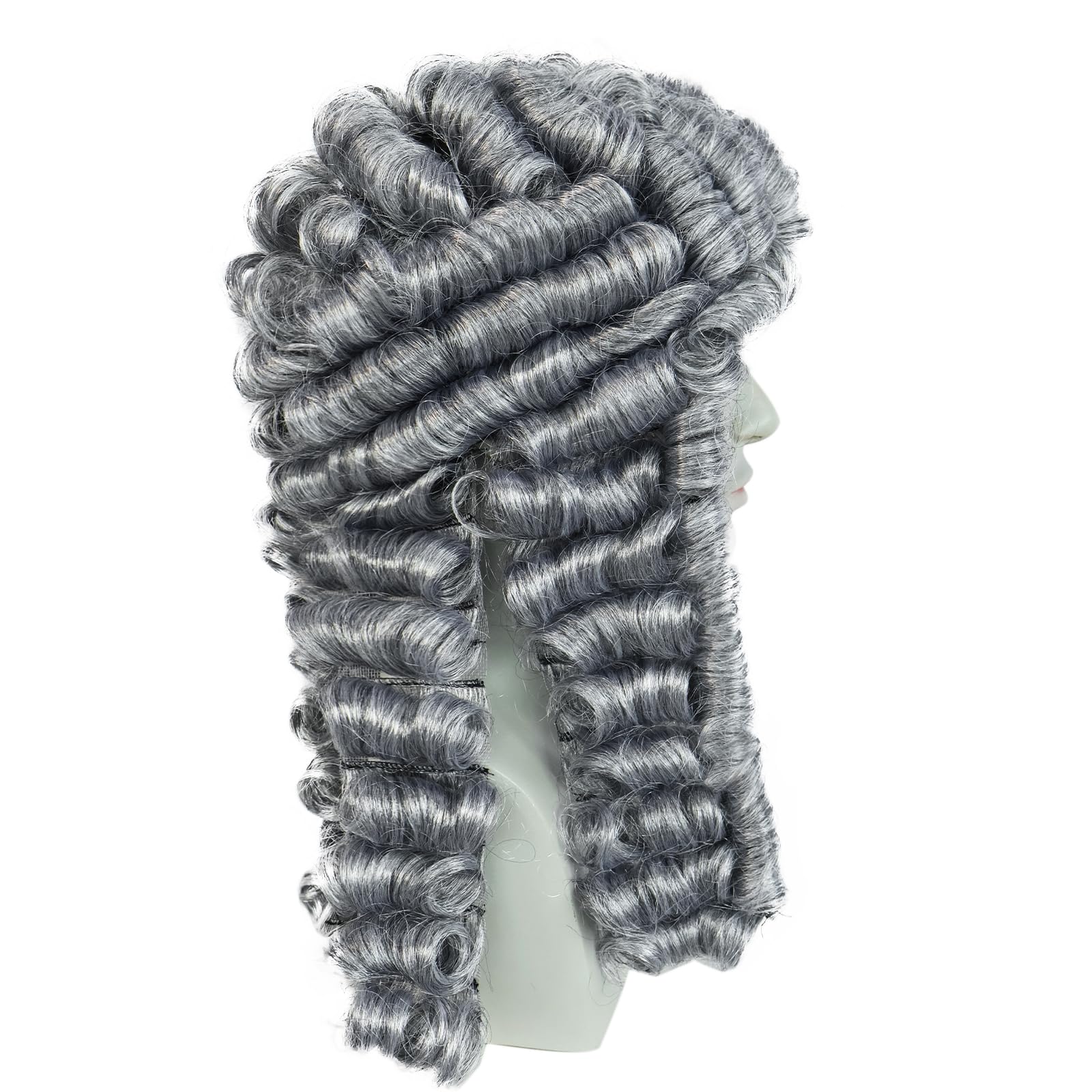 BECULINA Grey Lawyer Wig Judge Wigs for Men with Hair Cap Grey Curly Wigs for Male Wavy Hair for Halloween Men's Colonial George Washington Wig for Christmas Halloween - Image 4