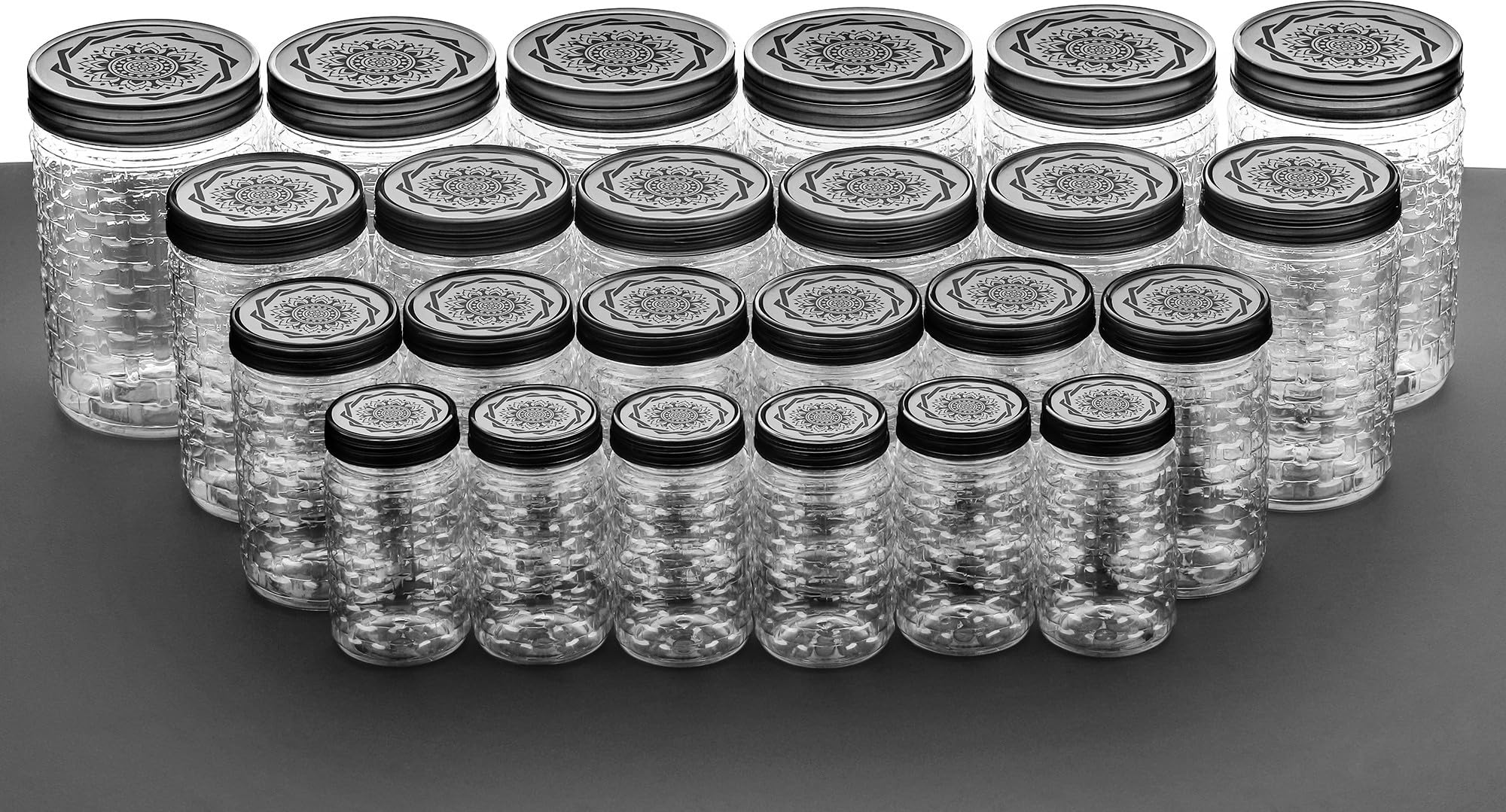 See full amazon price history chart for PRAYATI Pet Storage Jar and Container, Set of 24 (6pcs x 250ml Each, 6 pcs x 350ml Each, 6 pcs x 650ml Each, 6 pcs x 1.20ltrs Each), |Air Tight|Kitchen Organiser|BPA Free|Stackable PRAYATI Pet Storage Jar and Container, Set of 24 (6pcs x 250ml Each, 6 pcs x 350ml Each, 6 pcs x 650ml Each, 6 pcs x 1.20ltrs Each), |Air Tight|Kitchen Organiser|BPA Free|Stackable (B0D8B4DX94) Amazon Price History, Amazon Price Tracker