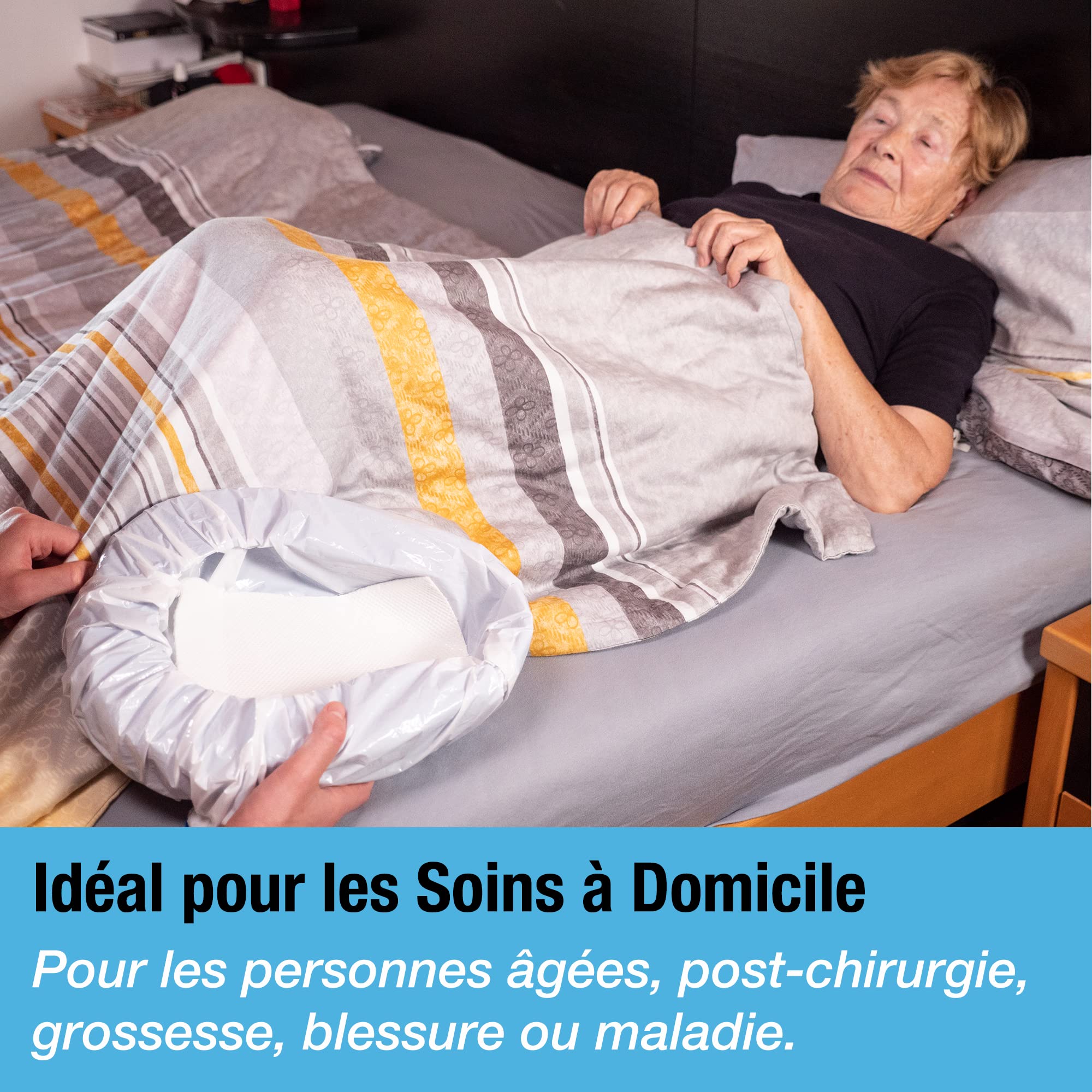 Bassin de lit urinoir très résistant avec 25 coussinets et doublures super absorbants - Pour l'hôpital ou la maison pour les personnes âgées et les patients - Coussinets absorbent jusqu'à 1000ml
