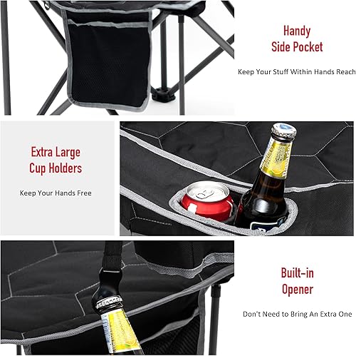 Miniatura 5 de SUNNYFEEL Silla de campamento extragrande XL, paquete de 2, sillas de campamento plegables para adultos, resistentes, grandes, altas, 300 libras,