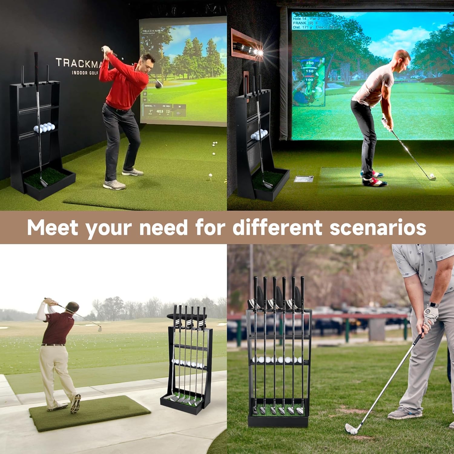 Golf Putter Stand, Golf Club Holder for 36 Balls Tray Storage & 6 Clubs & 3 Head Covers, Display Rack Organizer for Home Indoor Outdoor Office