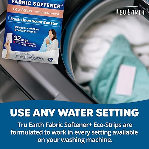 Miniatura 4 de Tru Earth Tiras suavizantes de tela para lavadora, alternativa al líquido suavizante de telas y cápsulas, potenciador de aroma de lino fresco, hasta