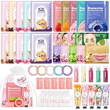 Skin Care Gift Set for Women - 55 Piece Beauty Set for Spa Parties - Face Mask Hand & Foot Masks Hand Cream Lip Balm Eye Pads - Ideal for Wedding & Baby Shower Favors