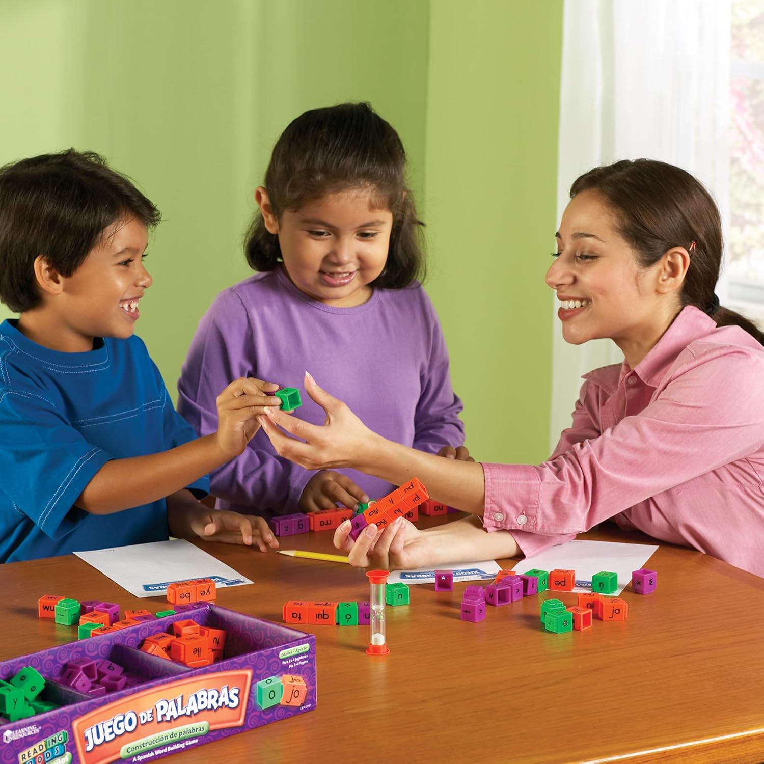 Learning Resources Juego de Palabras Spanish Reading Rods Word Game - Spanish Learning Board Games for Kids, Bilingual Language Games