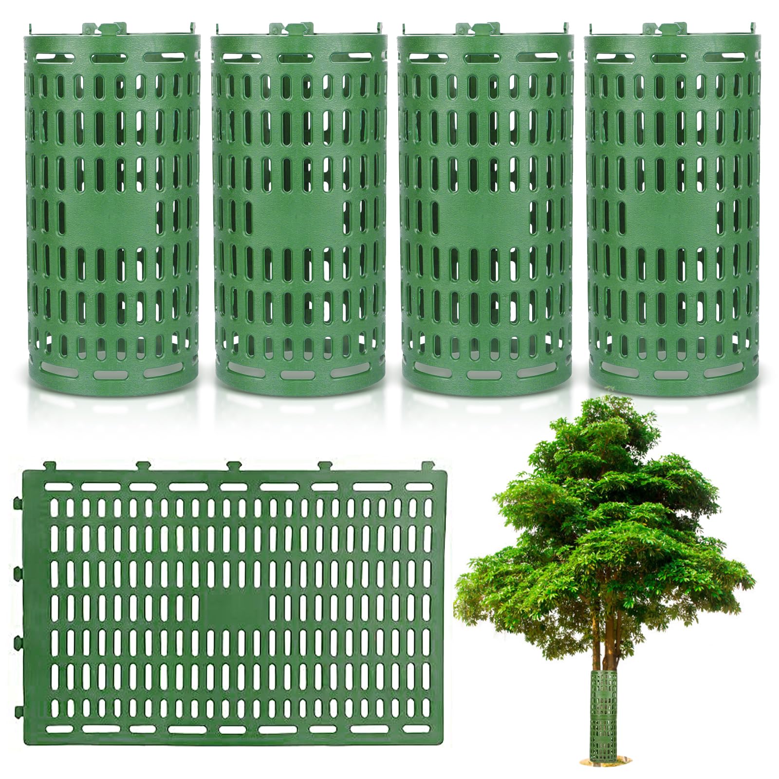 4 Pack Tree Trunk Protector Guard, Tree Wraps to Protect Bark, Tree Protectors from Pruners, Mowers, Rodents, and Sun Scald, Expandable, Weather-Proof, Perfect for Saplings and Fruit Trees (Green)