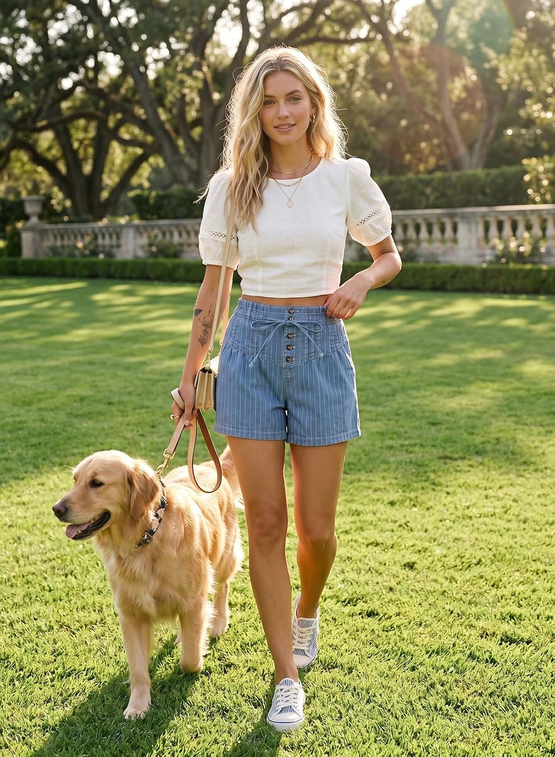 Astylish Women's High Waisted Shorts Jean Stretchy Casual Fashion Trendy Striped Button Front Denim Shorts
