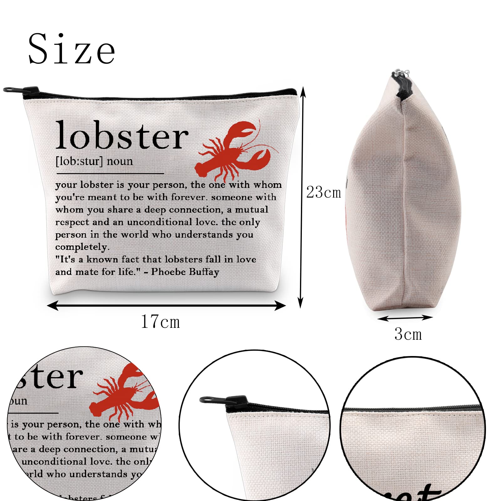 Lobster Lover Gift Lobster Definition Cosmetic Bag Valentines Day Gift (Lobster UK), White, Big - Image 2