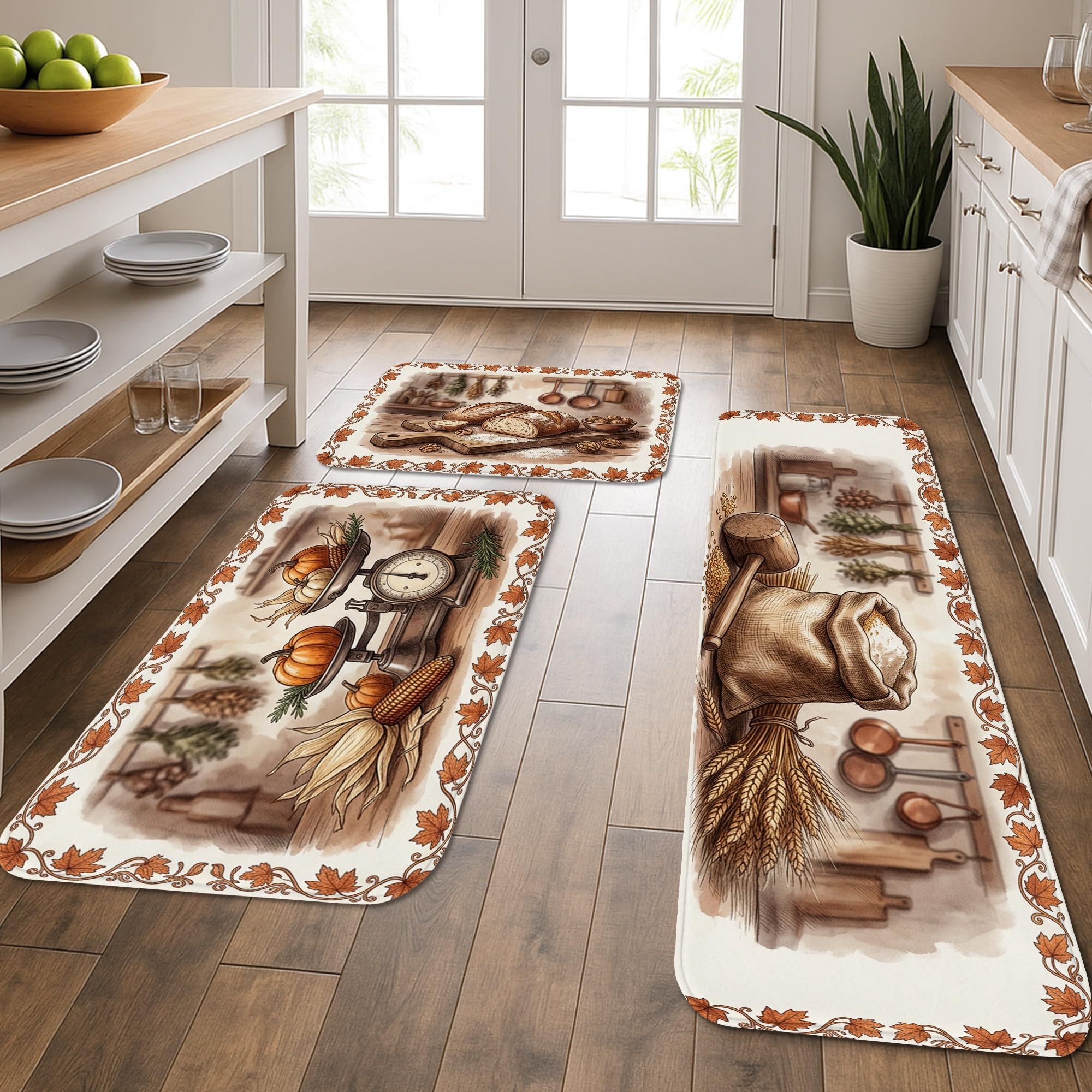 Tapis de cuisine lavables marron pour éviter les sols froids et sales
