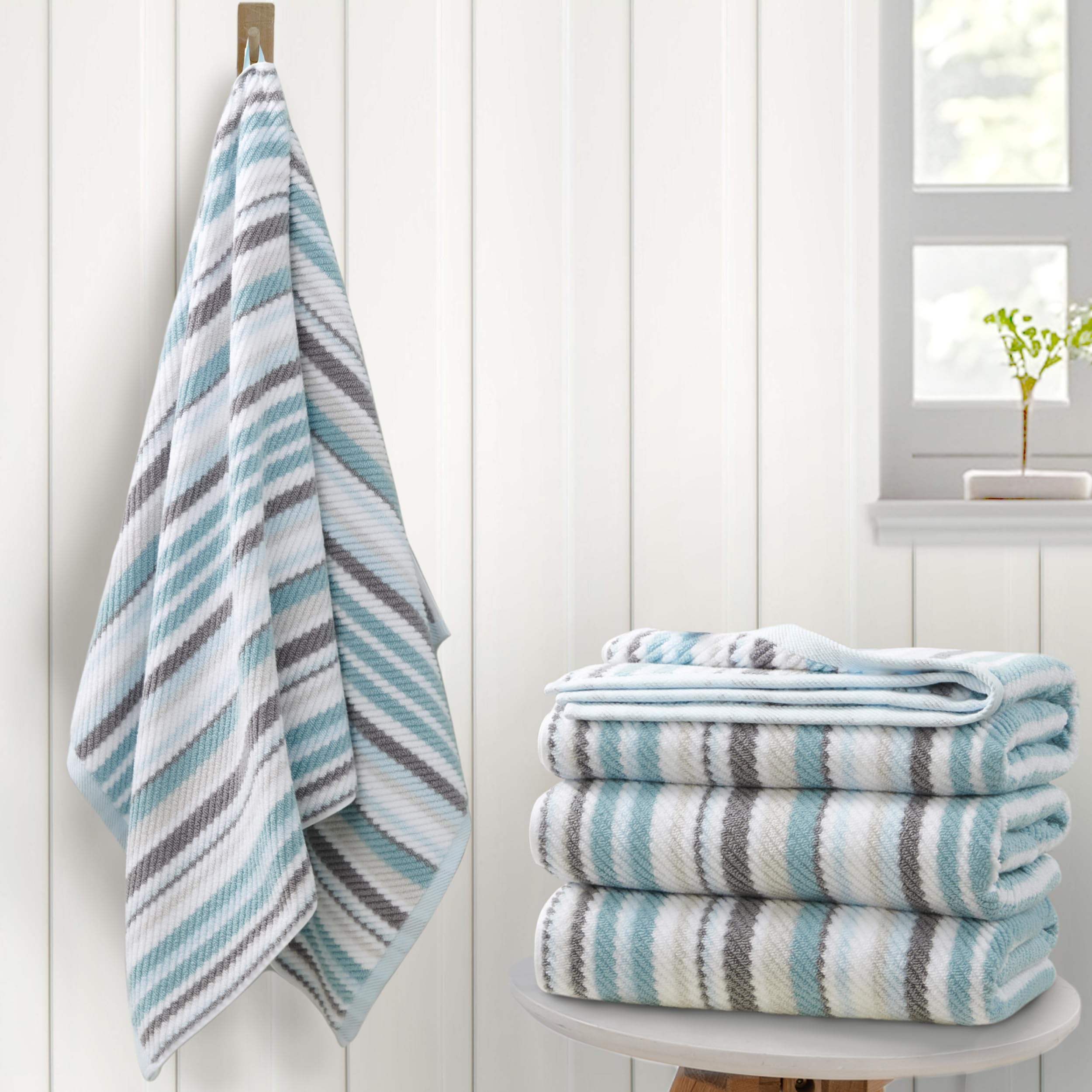 VOOVA & MOVAS Gray Beige Bath Towel Set - Soft & Absorbent -7