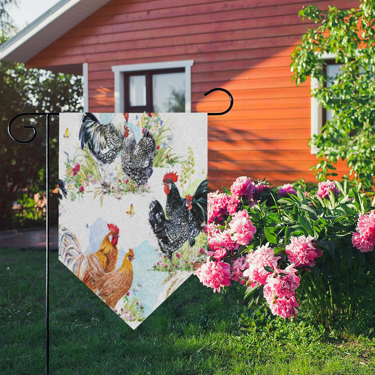 Gartenflagge Hühnerstall-Motiv 30x45cm - Doppelsei Produktbild-Vorschau 8