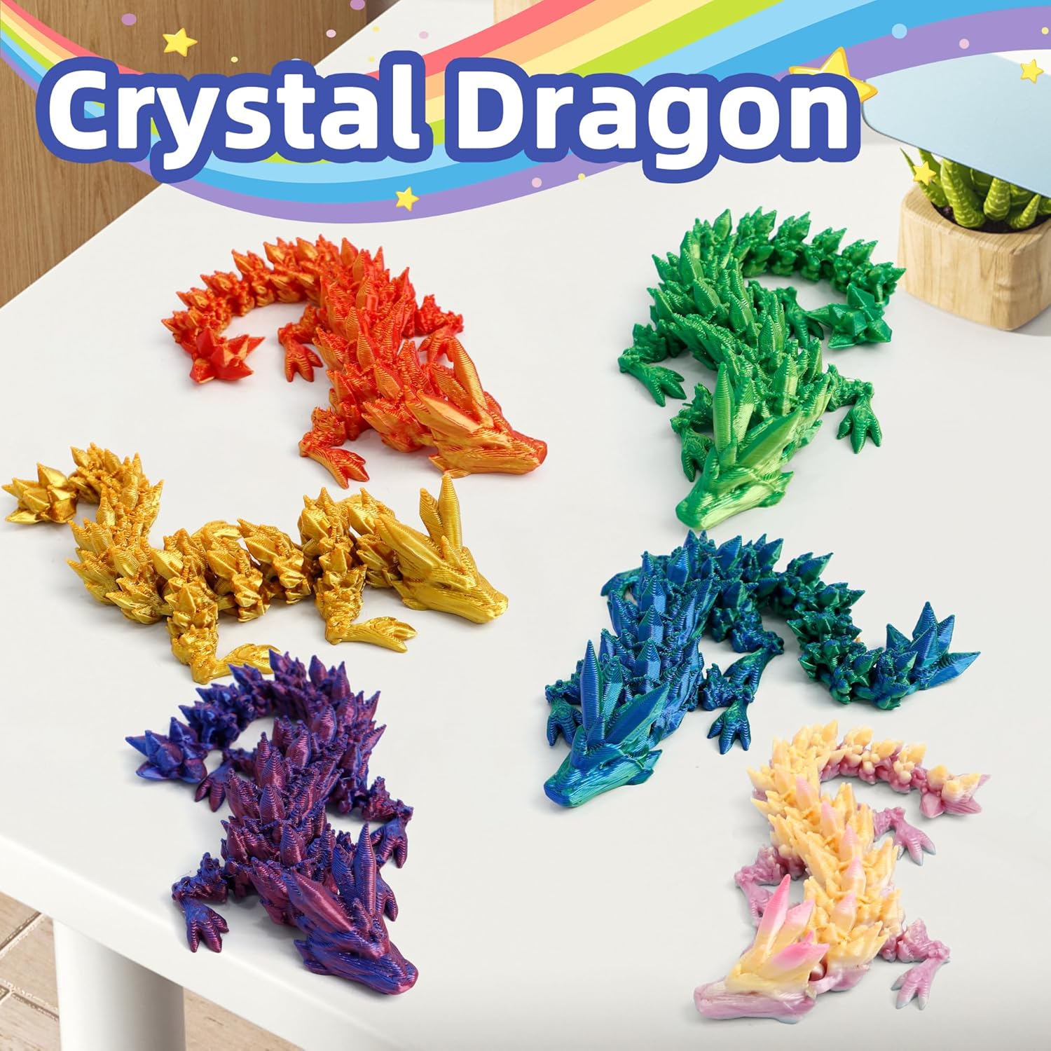 6個パック 3Dプリントドラゴンの卵 - ミニ3Dドラゴンの卵 内側にドラゴン、関節式クリスタルドラゴン、かわいいフィジェットトイ、