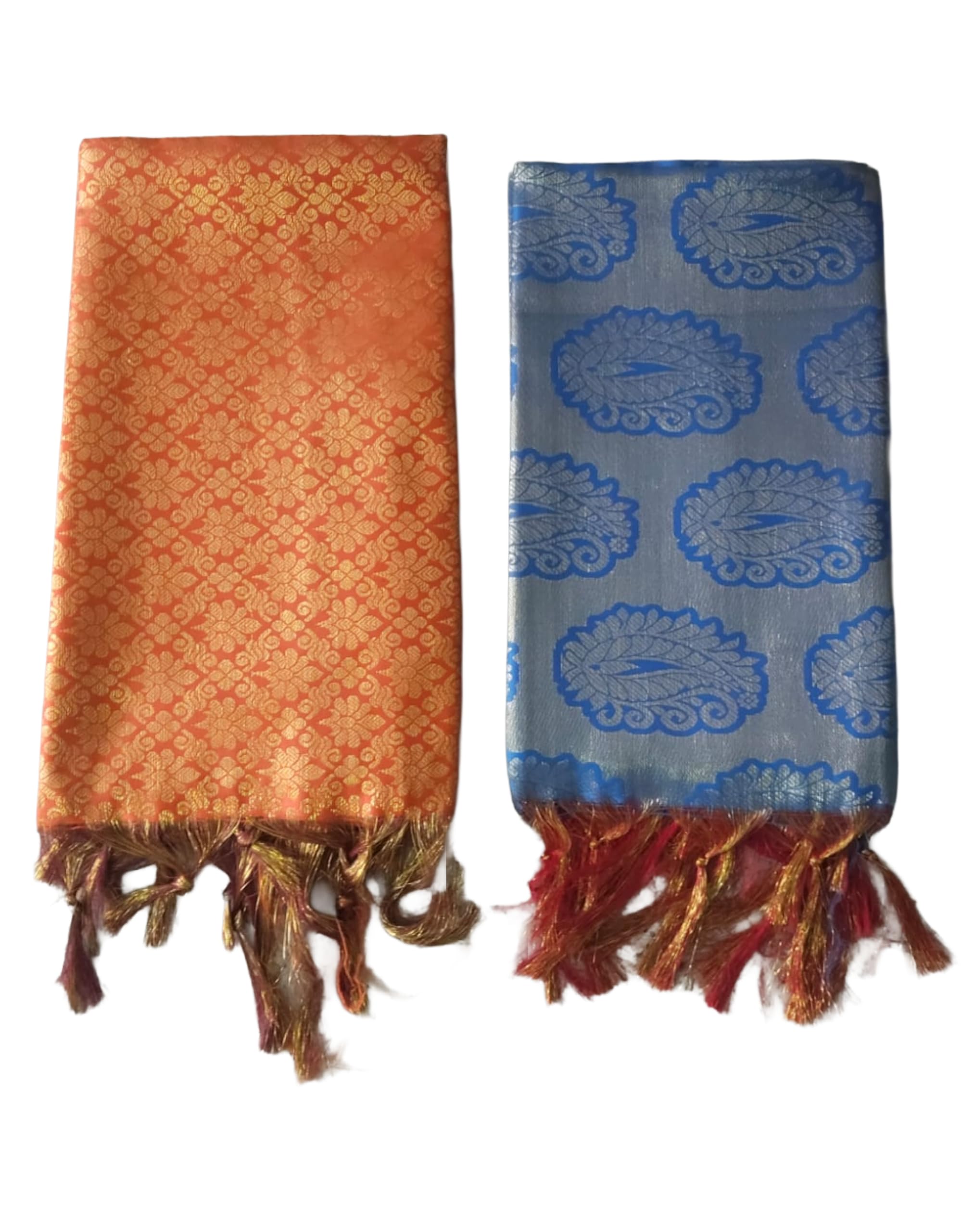 ™ Orange & Blue Double Zari Felicitation Shawls – Pack of 2 | 2 Mtr Welcome & Honour Shawls-image-15