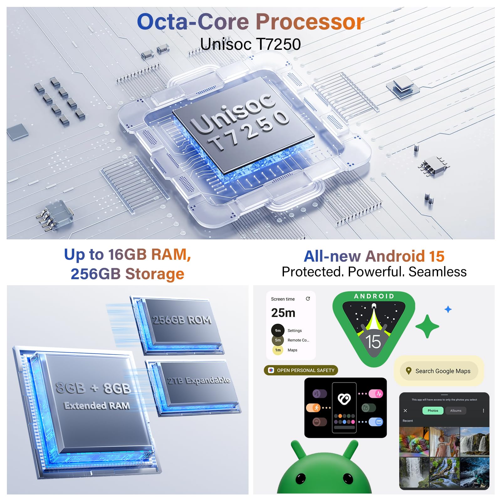 Ulefone RugKing 4 Pro Cellulare Android 15, 10200mAh Batteria AI Telefono Impermeabile 48MP+8MP 16GB+256GB/SD-2TB, Octa-Core Rugged Smartphone 6.56" 120Hz/120LM Super Torcia/3-Slots/OTG/NFC/GPS Nero