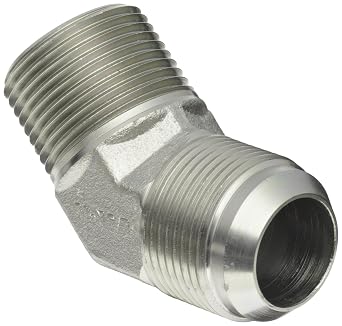 Eaton Aeroquip 2023-16-16S 45 Degree Male Elbow, JIC 37 Degree & NPT End Types, Carbon Steel, 1 JICm x 1 NPTm End Size, 1" Tube OD, 1" Male Pipe Size