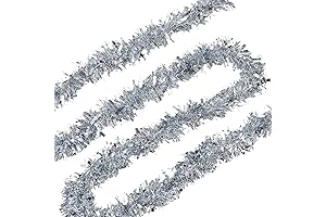26.2 Feet Silver Holiday Tinsel Garland for Christmas, Weddings, Party Decorations