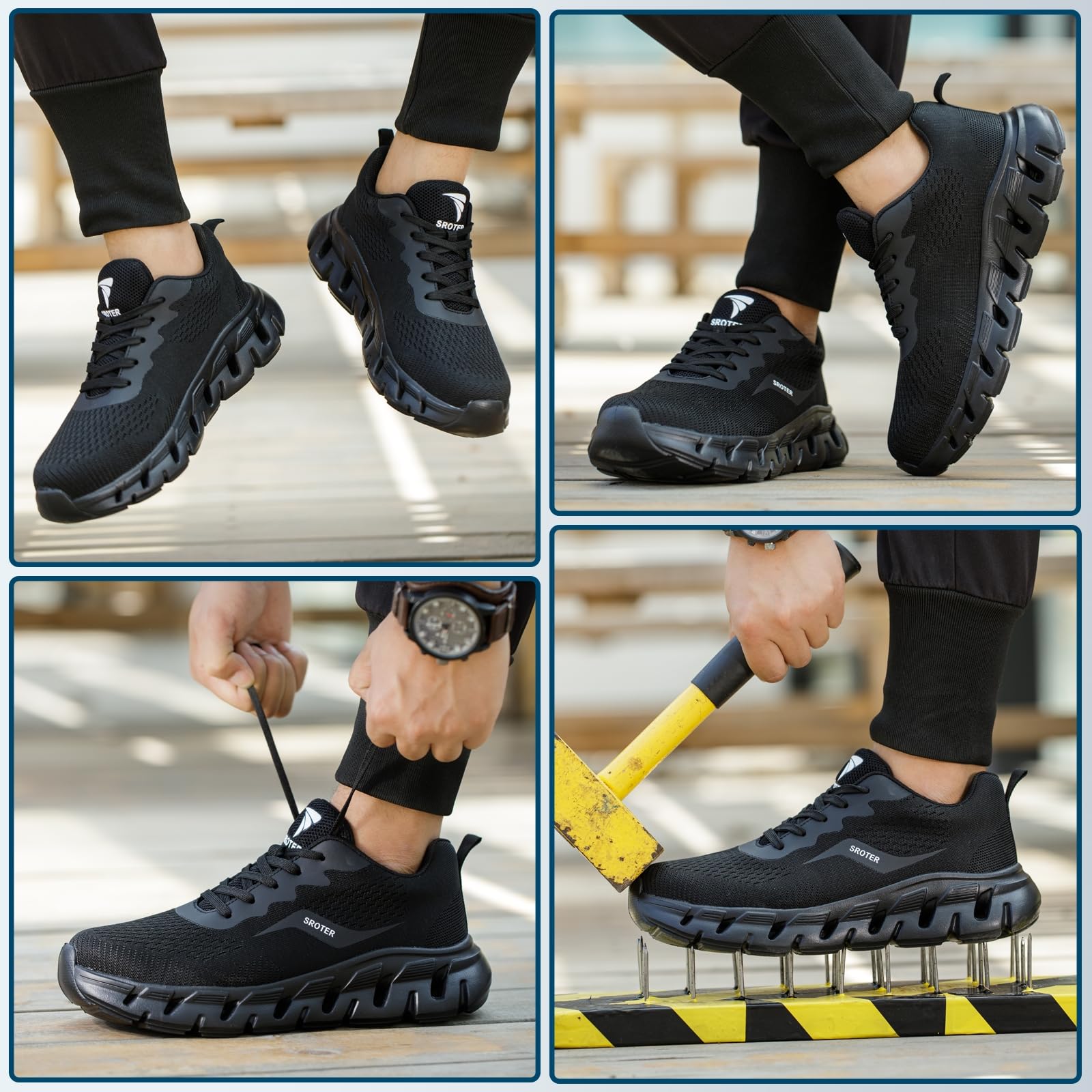 HEOAARG Chaussures de Sécurité Hommes Femme Embout Acier Chaussures de Travail Légère Respirant Antidérapante Basket Securite - 2