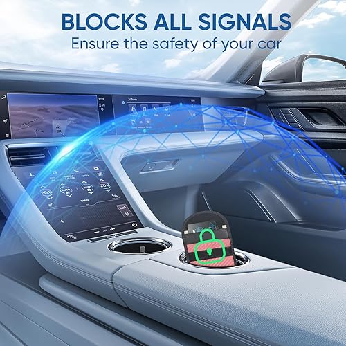 Vista 45 de TICONN Faraday - 2 bolsas para llavero, protector de jaula Faraday de 3.5 x 5.0 pulgadas, bloqueo de señal RFID para automóvil, bolsa antirrobo Negro