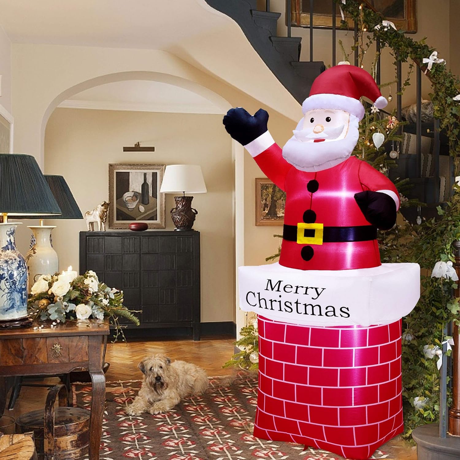 Exclusive ATDAWN 7 ft Christmas Inflatable Santa Claus in Chimney, Blow Up Santa Claus, Inflatable Christmas Holiday Outdoor Lawn Yard Garden Decorations 🔥 Hot Deals ATDAWN 7 ft Christmas Inflatable Santa Claus in Chimney, Blow Up Santa Claus, Inflatable Christmas Holiday Outdoor Lawn Yard Garden Decorations