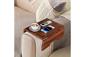 Premium Acacia Sofa Arm Tray Table: Elevate Your Couch Comfort
