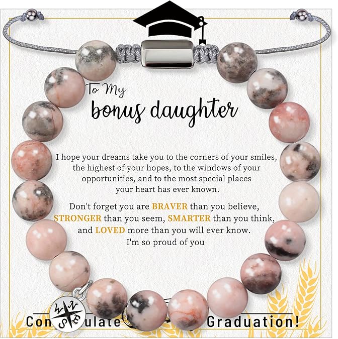 Stocking Stuffers for Teens, Christmas Gifts for Mom from Daughter Beaded Bracelets for Women Teen Girl Gifts Adjustable Charm Link Bead Birthday Graduation Gift for Her Girlfriend Sister