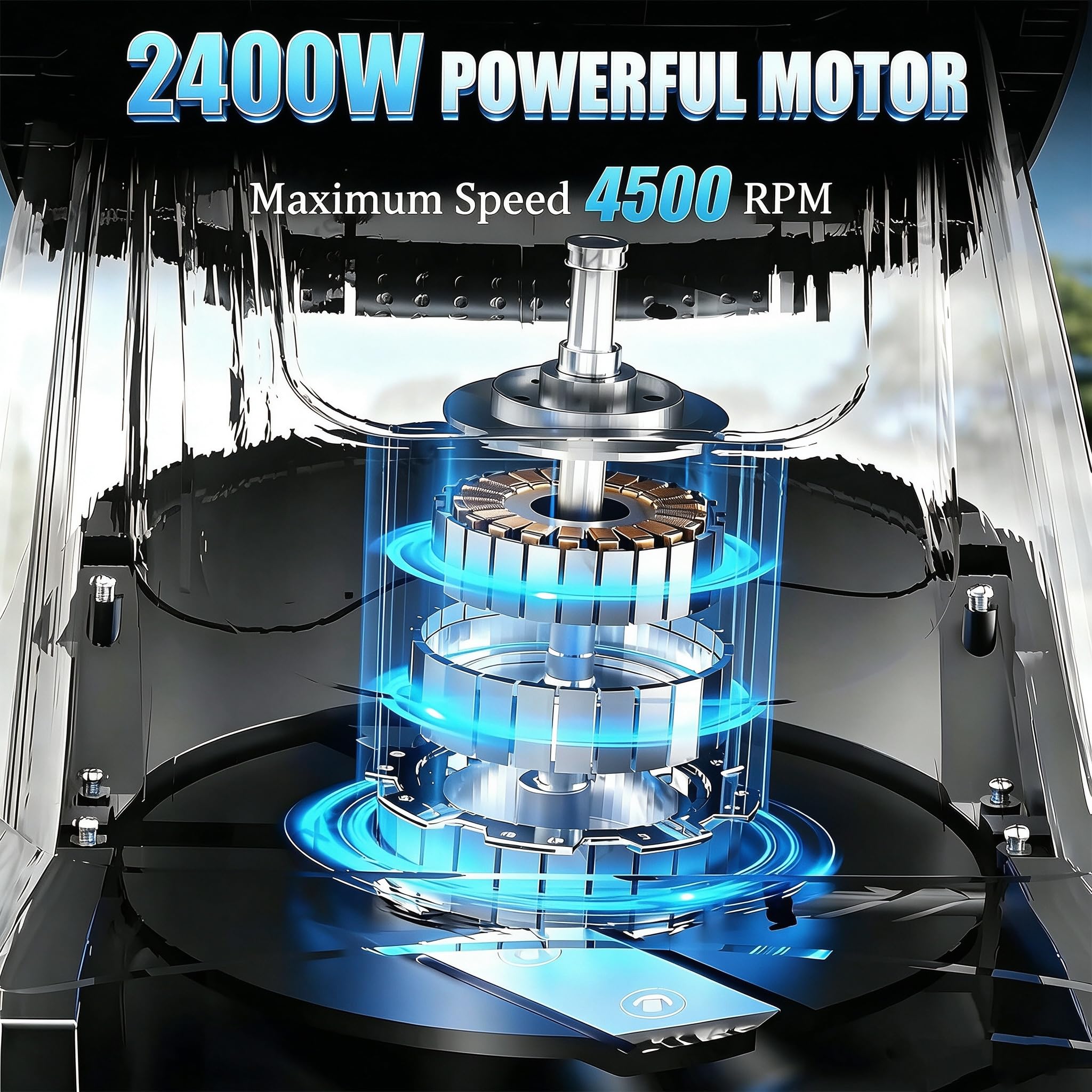 Biotrituradora Eléctrica 2400w, Diámetro Máximo De Corte 39 Mm | Motor Cobre,Cuchillas Acero Doble,Bolsa 50l,Protección Sobrecarga Y Ruedas Para Triturar Ramas Y Hojas En Compost Doméstico